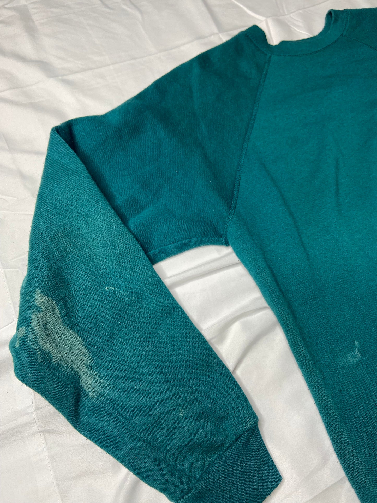 90s Hand Cut Teal Stained Tultex Crewneck Sweater