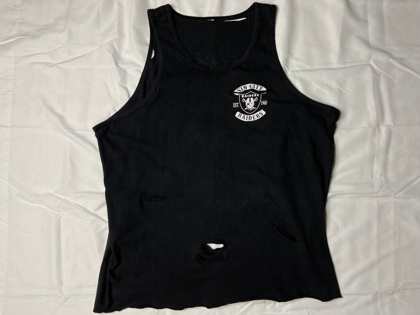 Hand Cut Distressed Sin City Raiders Tank Top