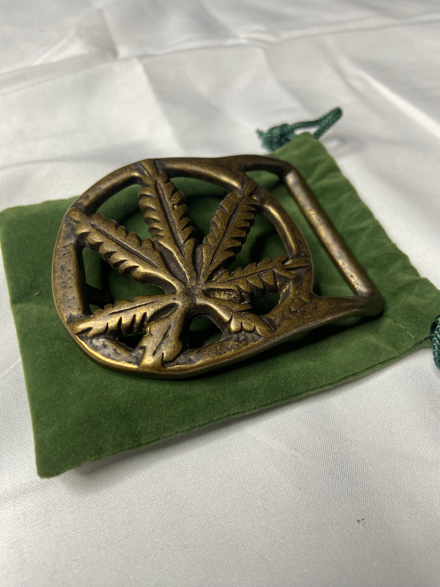 Brass Cannabis Plant Belt Buckle