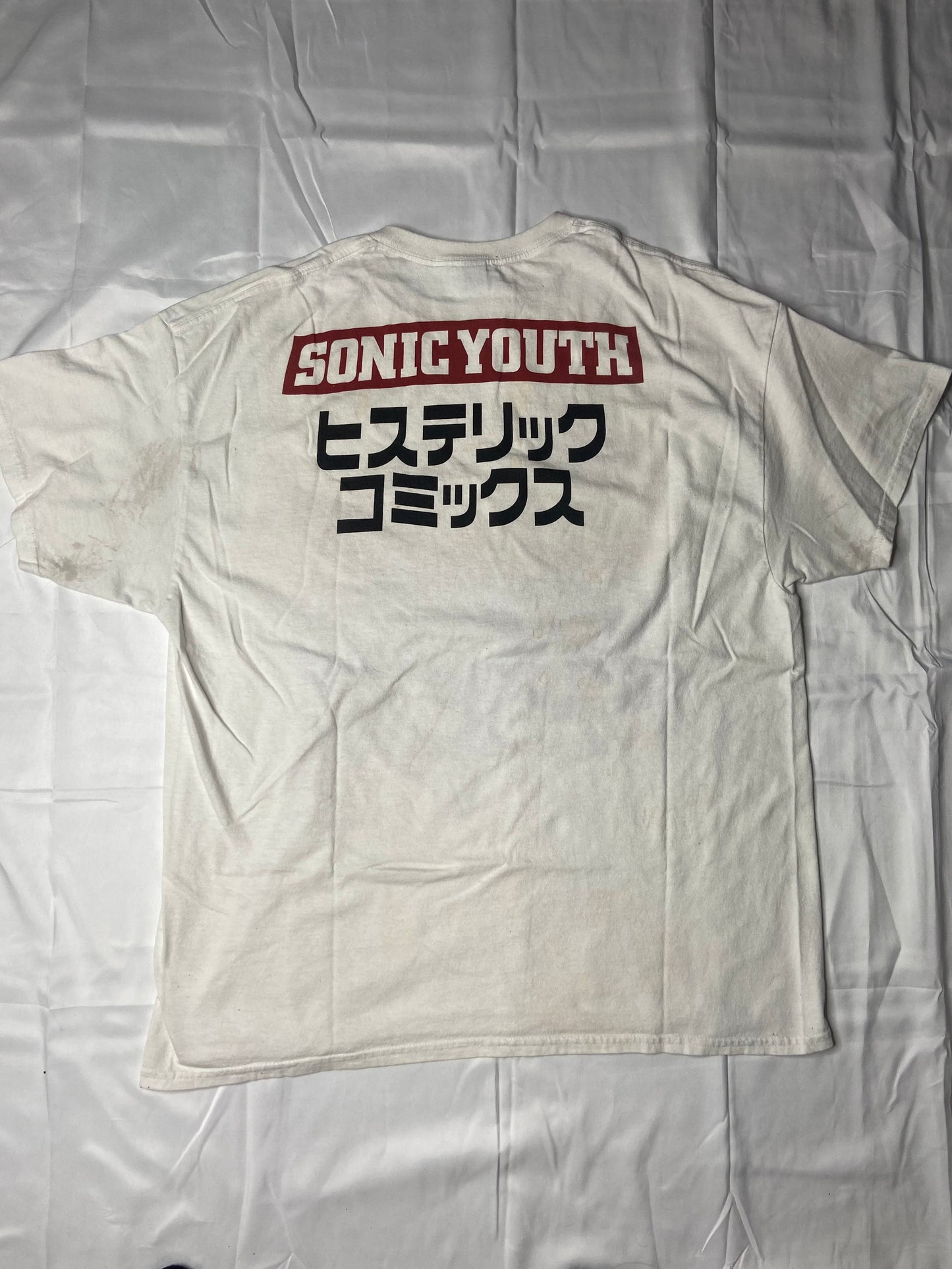 Double Sided Stained and Aged Sonic Youth T-Shirt