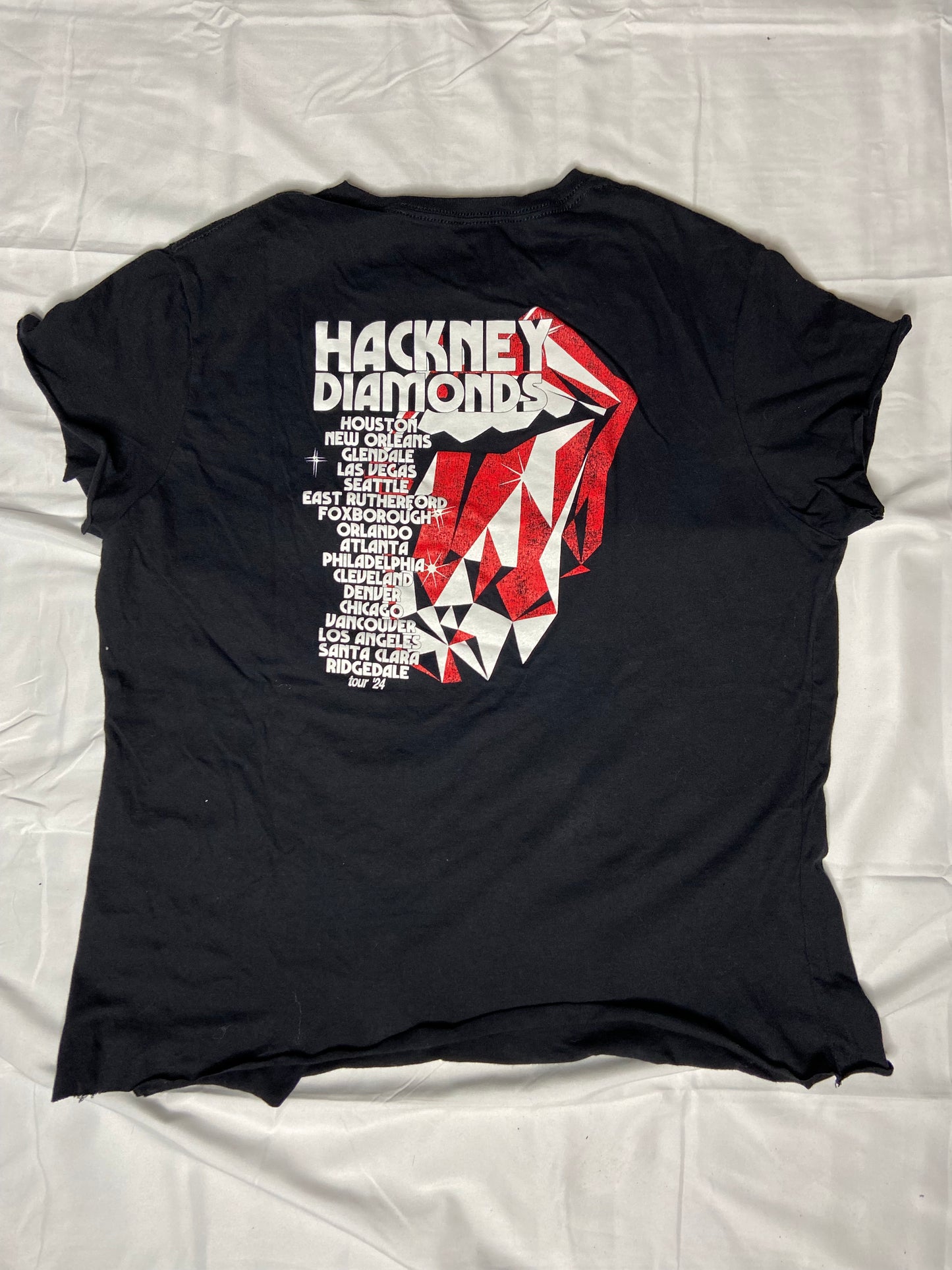 Hand Cut 2024 Double Sided Rolling Stones HACKEY DIAMONDS Tour T-Shirt