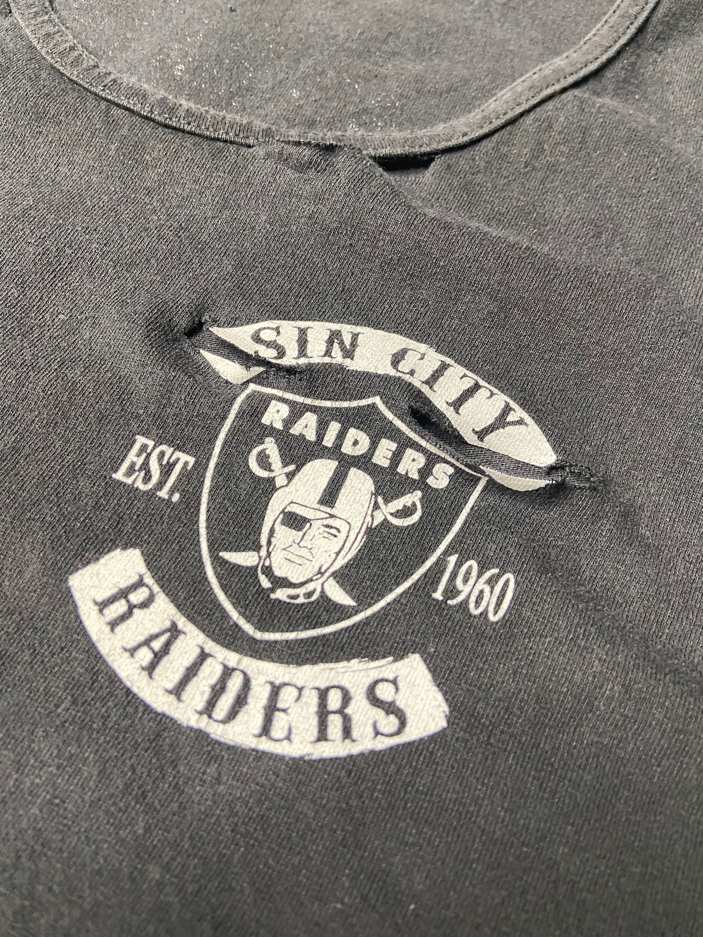 Hand Cut Distressed Sin City Raiders Tank Top