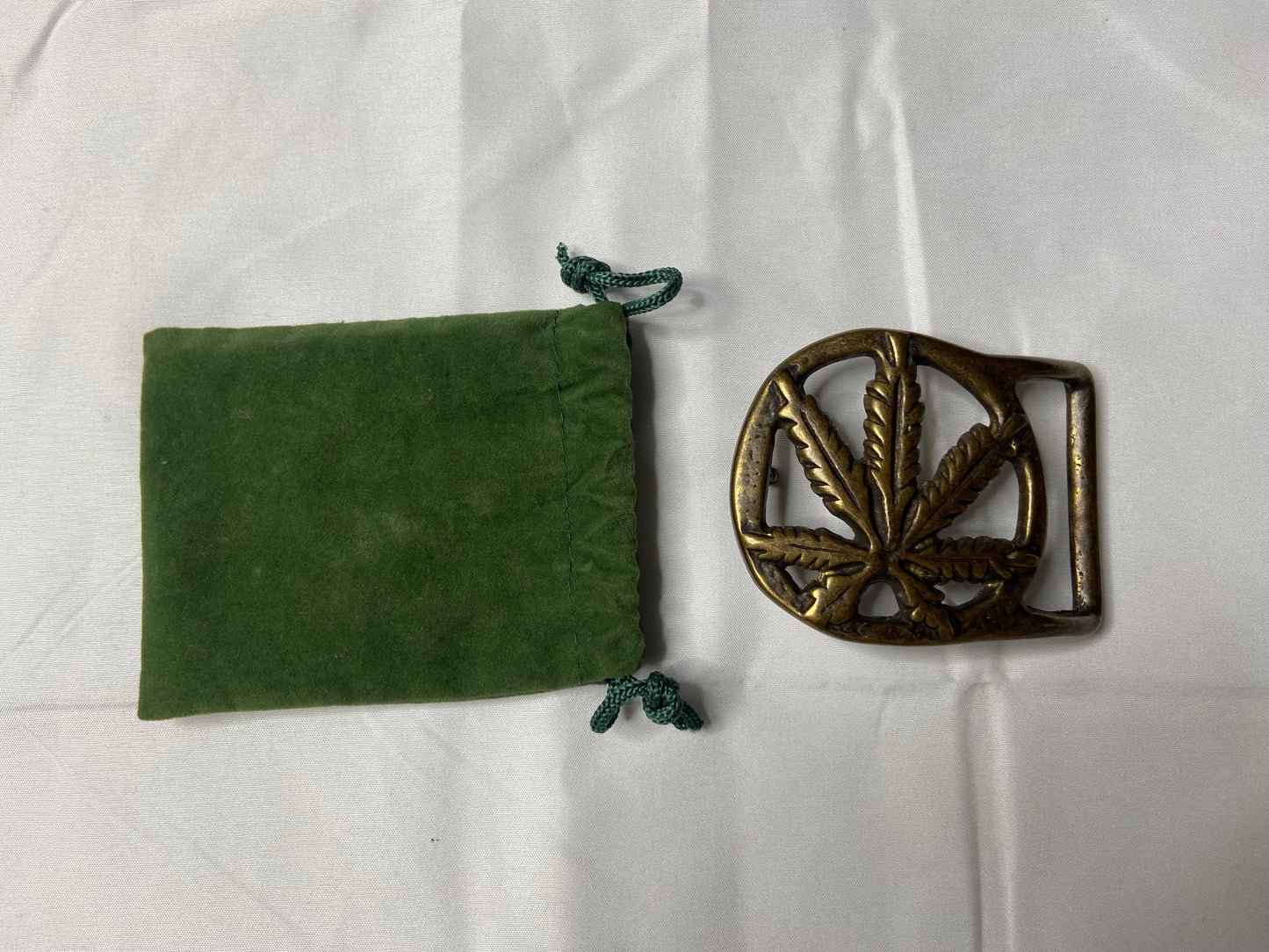 Brass Cannabis Plant Belt Buckle