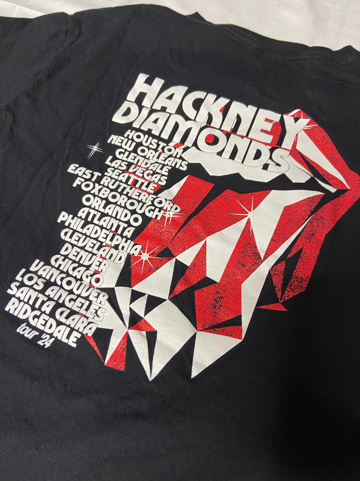 Hand Cut 2024 Double Sided Rolling Stones HACKEY DIAMONDS Tour T-Shirt