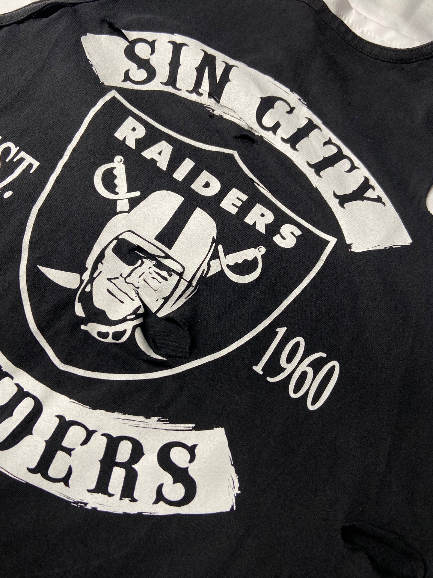 Hand Cut Distressed Sin City Raiders Tank Top