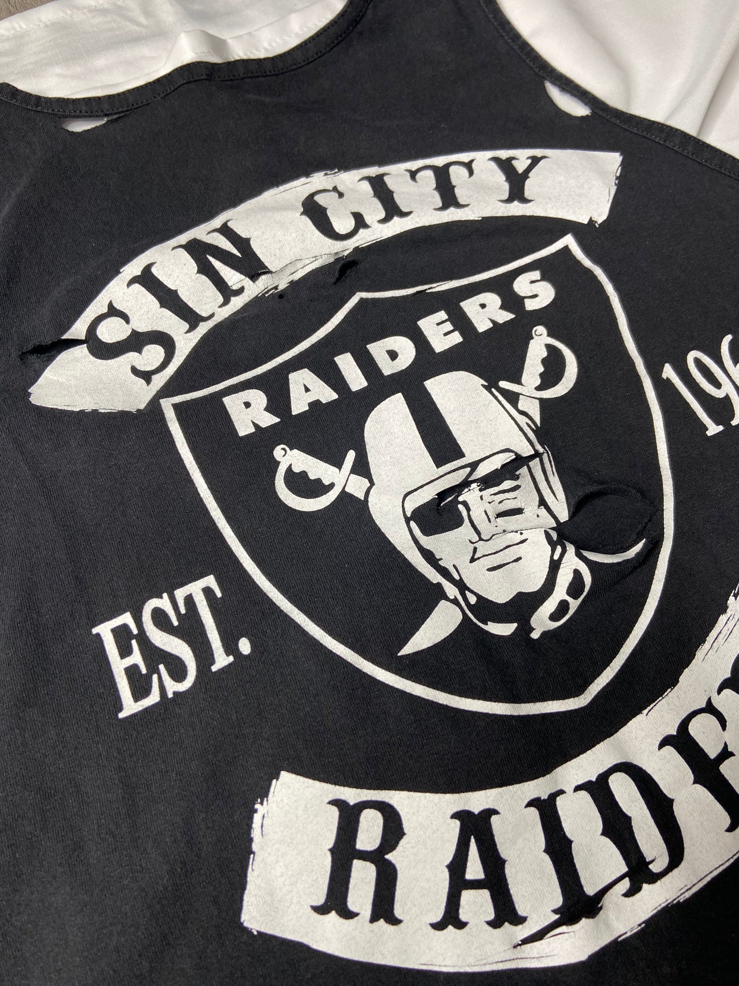 Hand Cut Distressed Sin City Raiders Tank Top