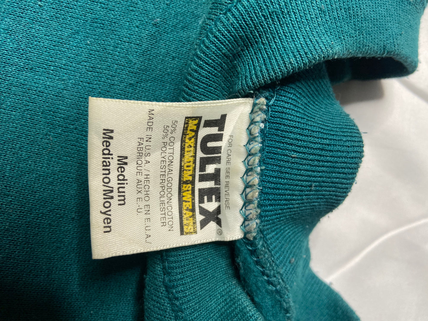 90s Hand Cut Teal Stained Tultex Crewneck Sweater