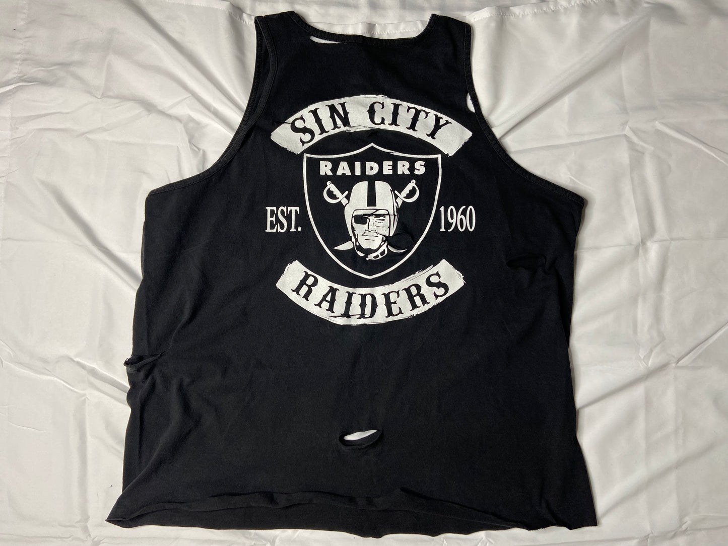 Hand Cut Distressed Sin City Raiders Tank Top