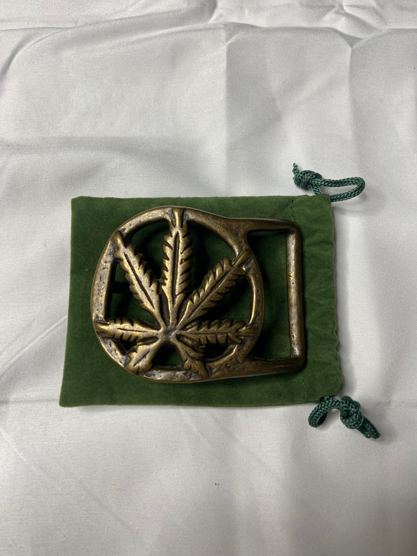 Brass Cannabis Plant Belt Buckle